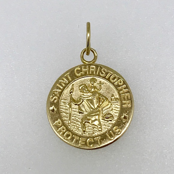 Jewelry - St Christopher Protect Us charm with bale 14 kt YG